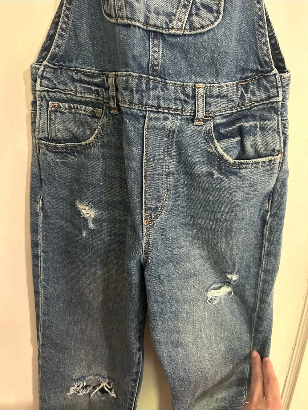 GAP Men's Distressed Blue Denim Overalls